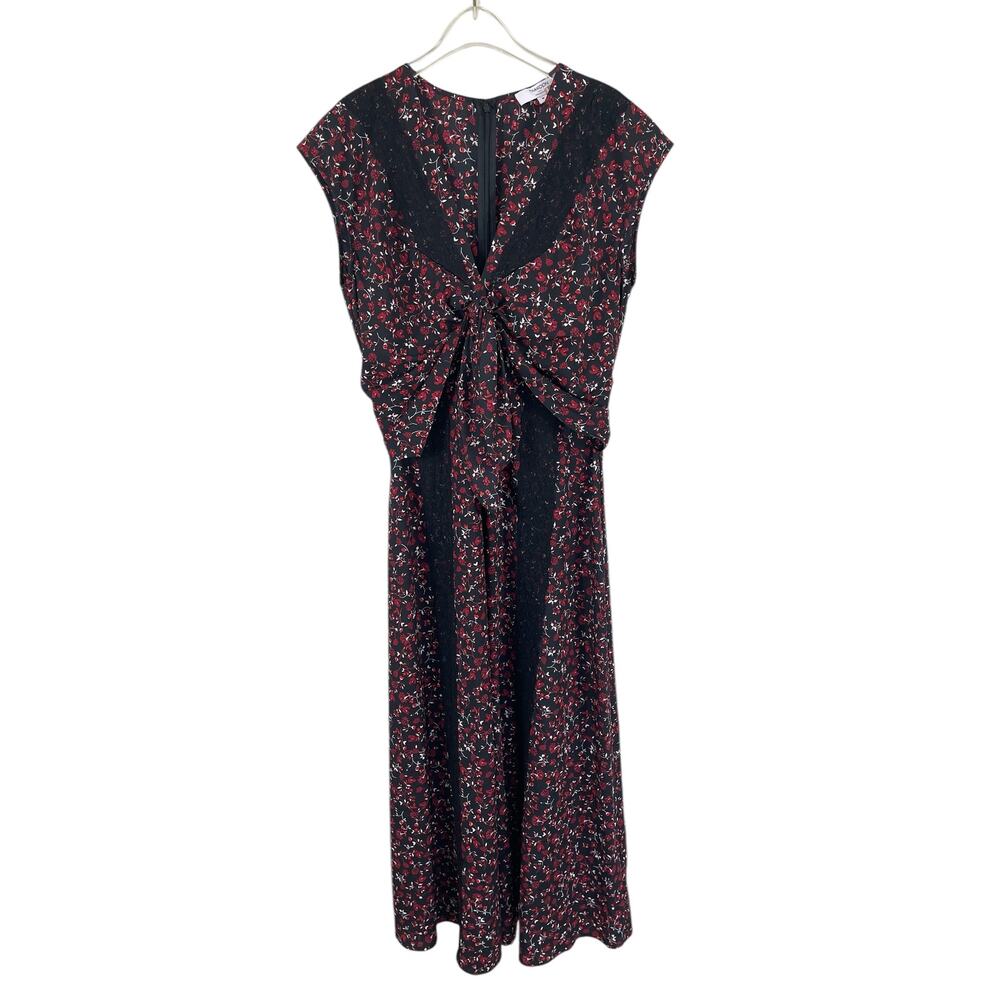 Thakoon Collective Floral Lace Maxi Dress Dark Floral Prairie Boho Sz 4